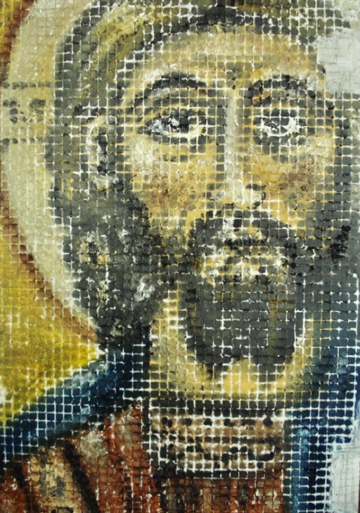 Jesus (21"x21") Oil on wood.