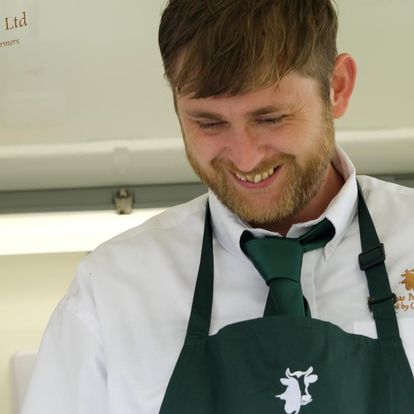 and a smiley butcher
