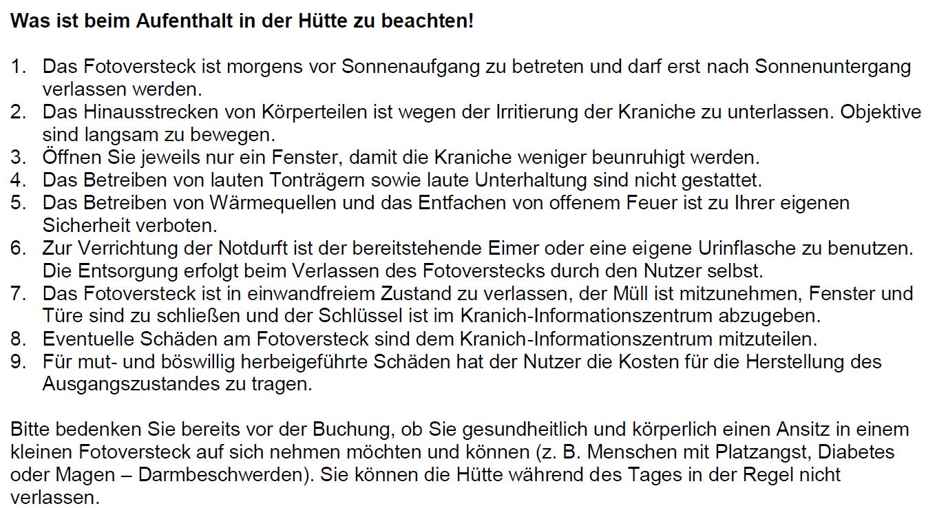 Auszug aus dem Benützungsreglement der Fotohütte ... nicht jedermanns Sache!