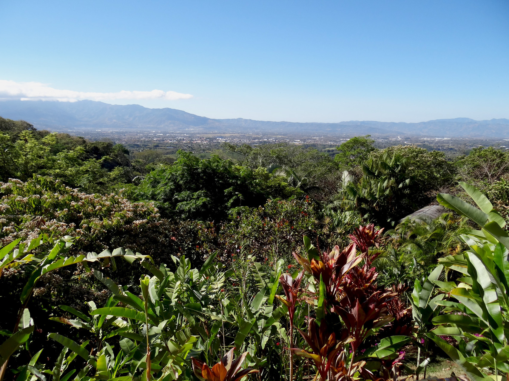 Blick von der Terrasse des Xandari-Hotels auf San José/Alajuela