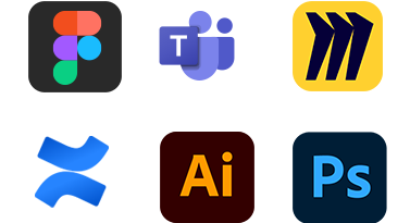 Logos: Adobe XD, Usability Hub, Google Docs, Marvel, Optimal Workshop, Zoom, Adobe Illustrator, Photoshop, InDesign