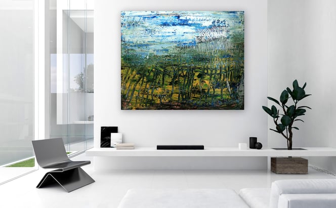 Abstrakte Malerei, Spachtelbilder, Moderne Acrylbilder, grün, bunt, Moderne Gemälde, Wohnzimmerbilder, Originale, handgemalte Originalbilder, zeitgenössische Malerei, Großformat, XXL, Kunst kaufen, Moderne Kunst, Moderne Bilder, handgemalt,