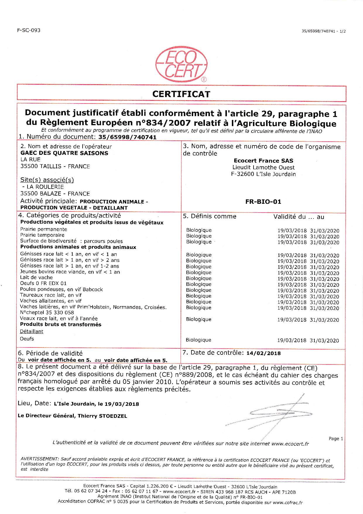 Biokar certificat d'analyse