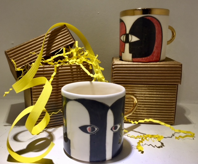 Karolina Szelag tasse en porcelaine faites et peintes à la main, signées numérotées-Galerie Gabel-Biot