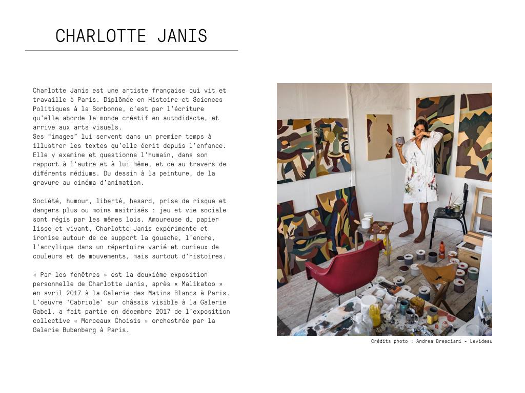 Charlotte Janis- exposition du 13 au 27 juin 2018- Galerie Gabel -galerie d'art côte d'Azur-Biot