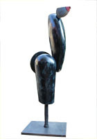 Thierry Pelletier- sculpture en bronze-"marcheuse au sein bleu"H:66cmx21,5-Pièce unique-galerie Gabel Biot