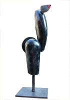 Thierry Pelletier- sculpture en bronze-"marcheuse au sein bleu"H:66cmx21,5-Pièce unique-galerie Gabel Biot-French gallery-