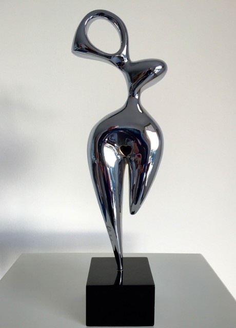 JOFFRES-sculpture en bronze chromé 34cm galerie d'art Biot village