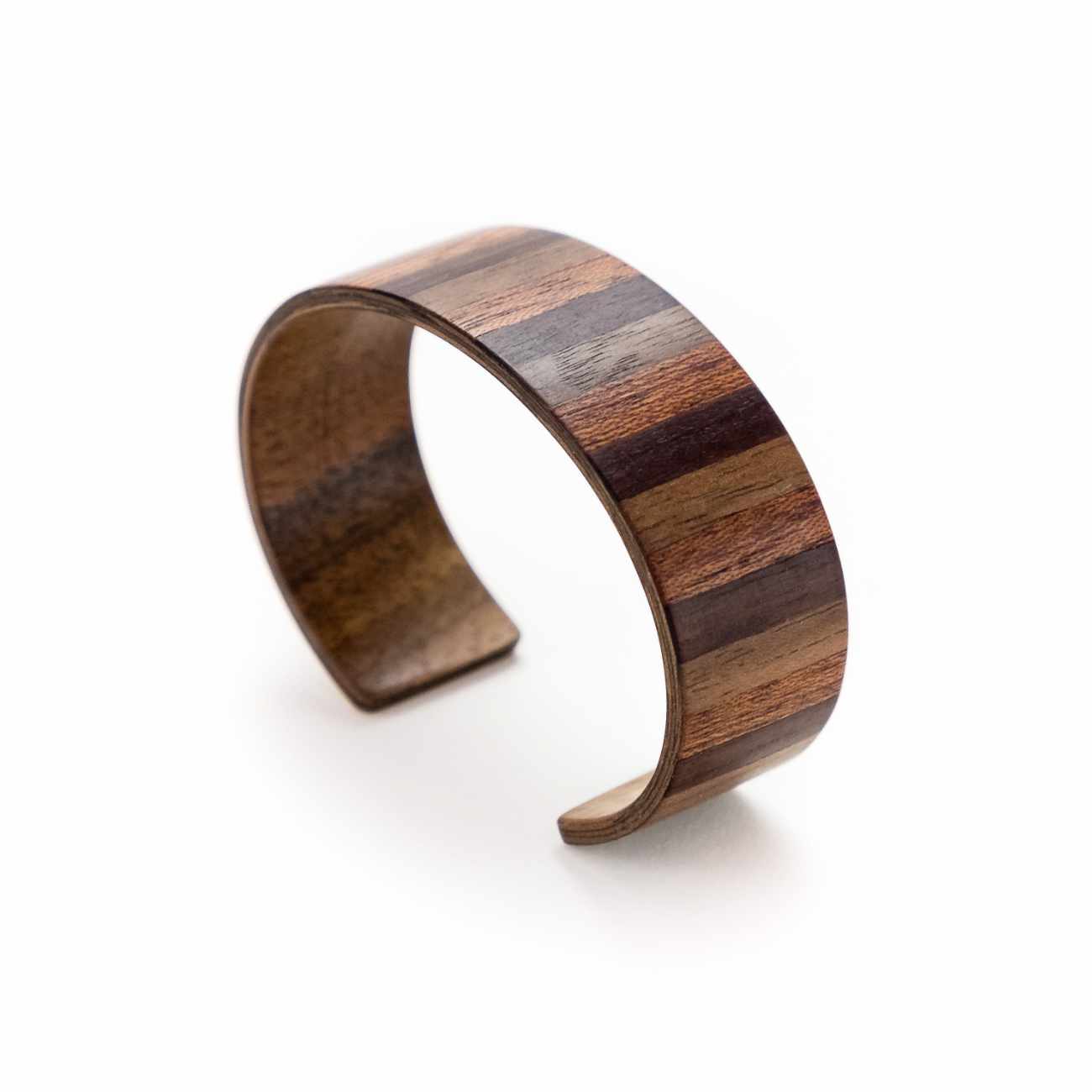Armspange mit 3 Holzarten - Querlinien