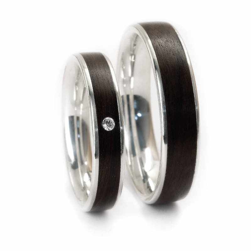 Eheringe aus Silber mit Palisander ...