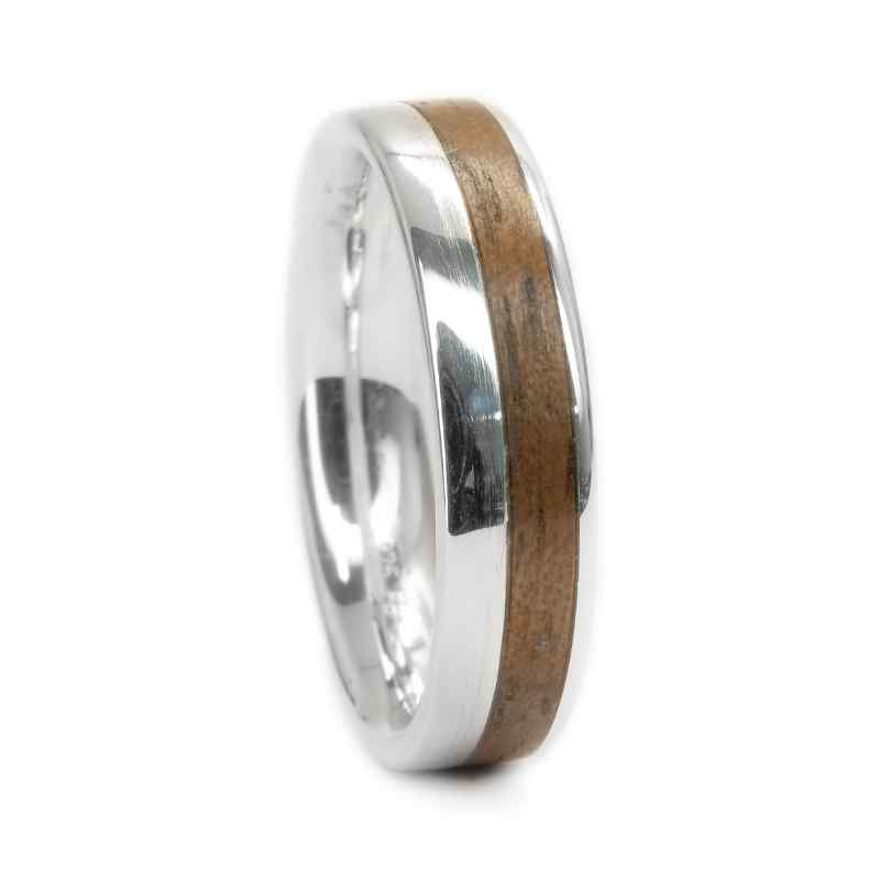 Silberring + Walnuss | Breite 4,5mm | 2mm Rand