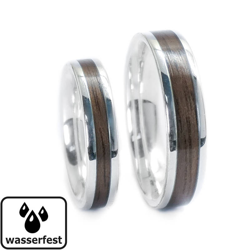 Silberring mit Holz & Kunstharzbeschichtung - wassderfest