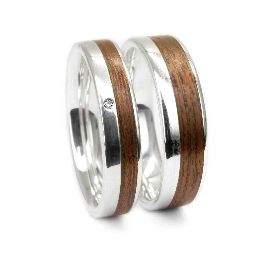 Silberring + Mahagoni | Breite 4,5 + 5,5mm | 2mm Rand