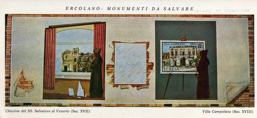 Murale Piazzale della Circumvesuviana ad Ercolano metri 3x6 (cartolina a cura del Centro Universal); con la collaborazione degli artisti V. Perna e G.Del Mastro.