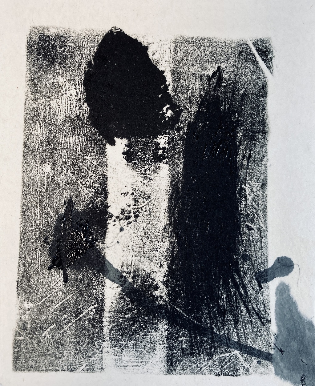 Monotype drawing「Untitled」油性インク、インクスタンプ、墨　157×126mm 2023