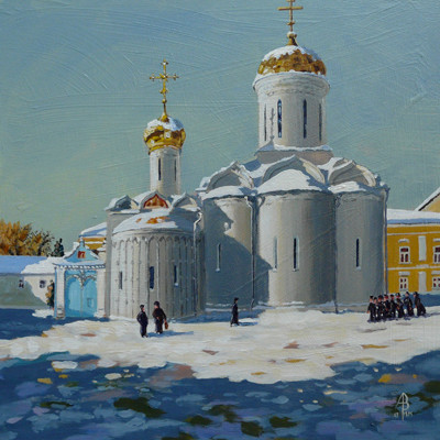 Trinity cathedral, St Sergius monastery, near Moscow - Acrylic - Sold to private customer
