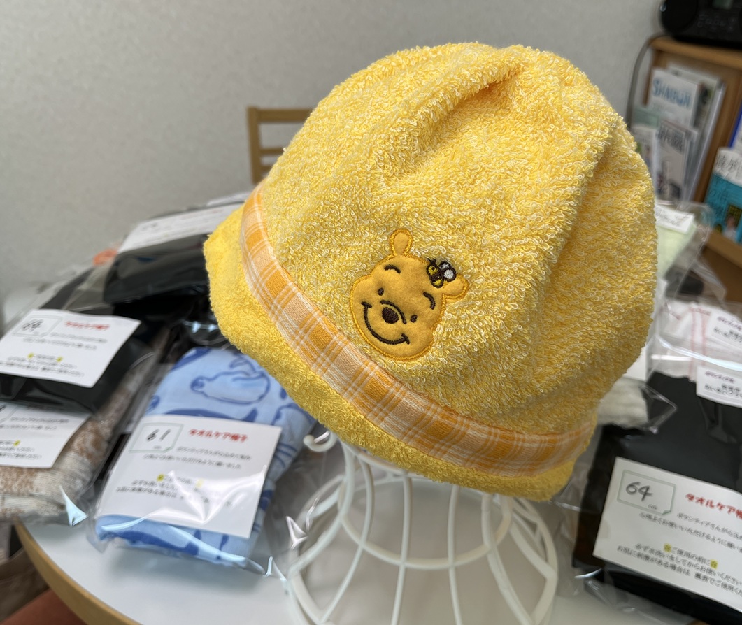 タオルケア帽子１８日のボランティア活動
