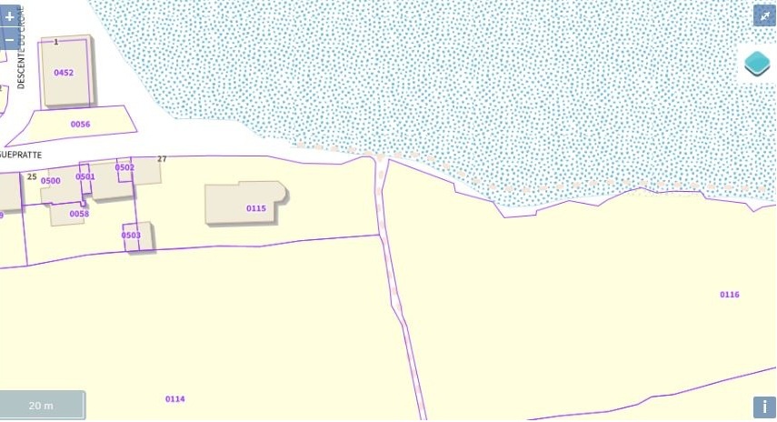 Extrait de la carte évoquant le retrait du trait de côte et les risques de submersion