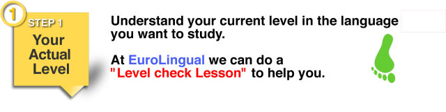 Understand your current level in the language you want to study.  At EuroLingual we can do a  "Level check Lesson" to help you. 