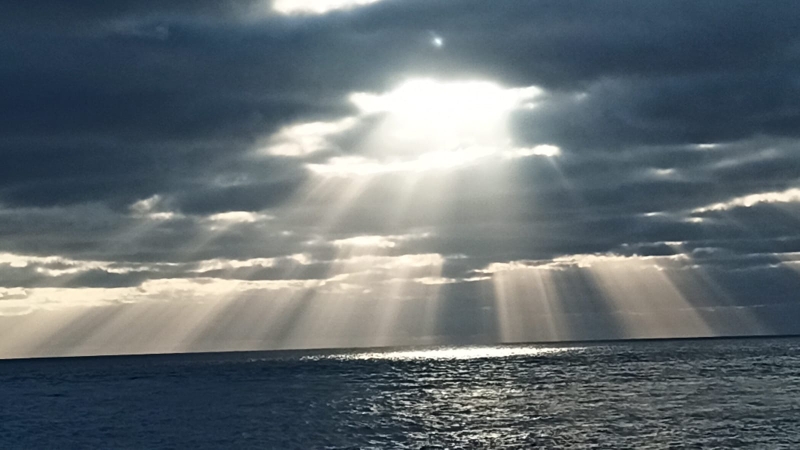 Unser Morgenblick vom Schiff aus auf den Atlantik