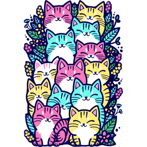 Cats in flowers