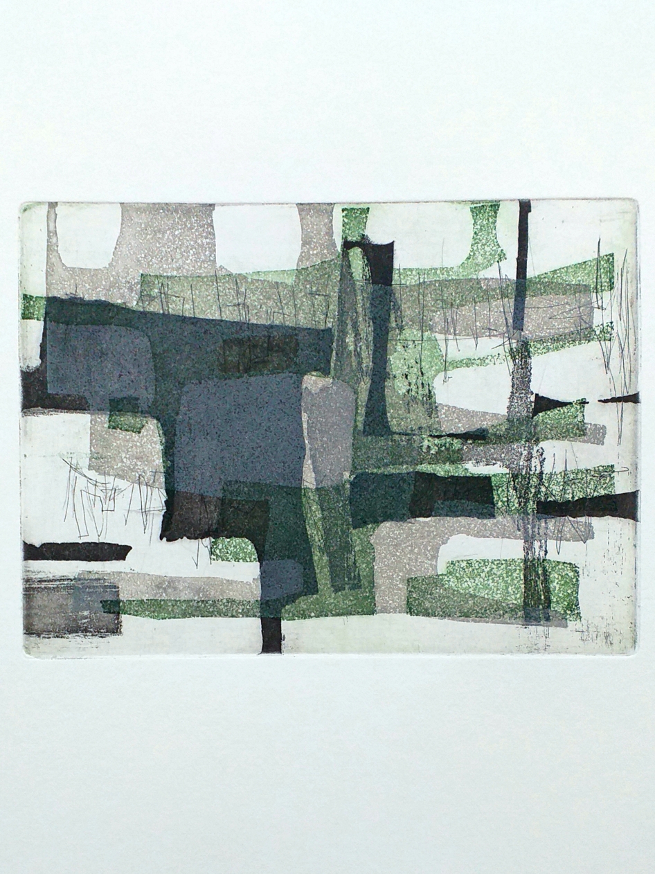 Aquatint 12 x 16,5 cm 2020 oplage van 7  'Black, Grey and Green' 