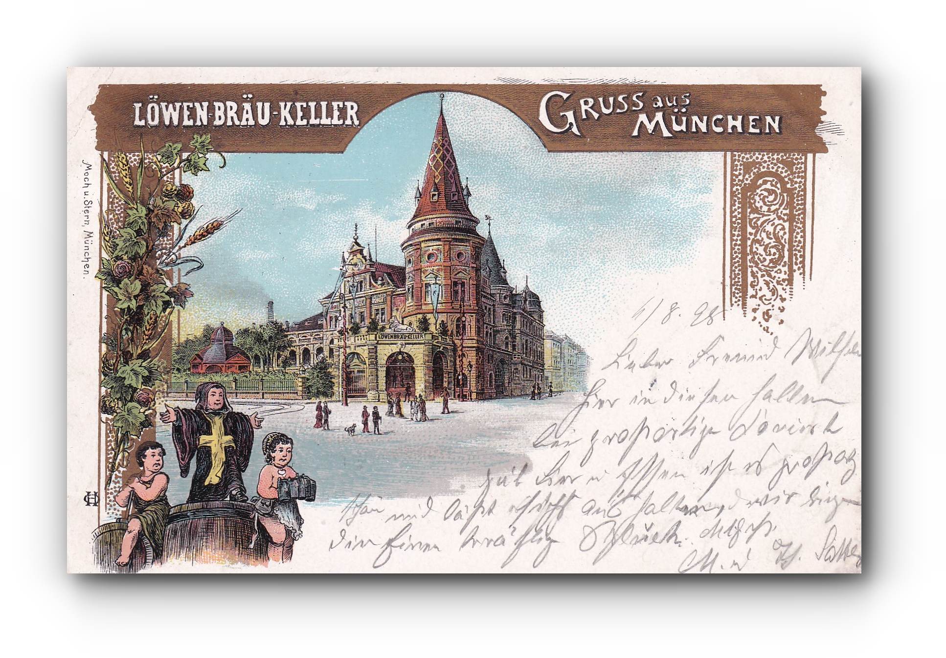 - Gruss aus MÜNCHEN - Löwenbräu Keller - 06.08.1898 -