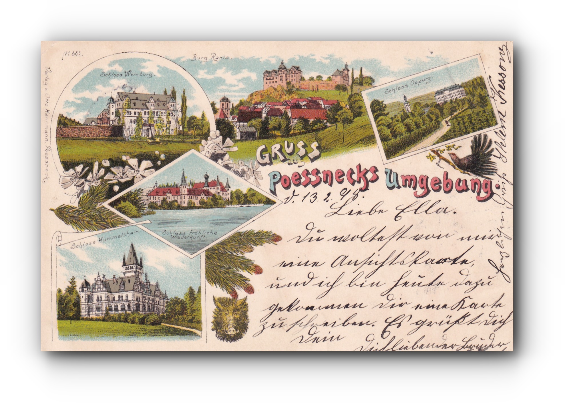 - Gruss aus POESSENECKS Umgebung - 13.02.1898 -