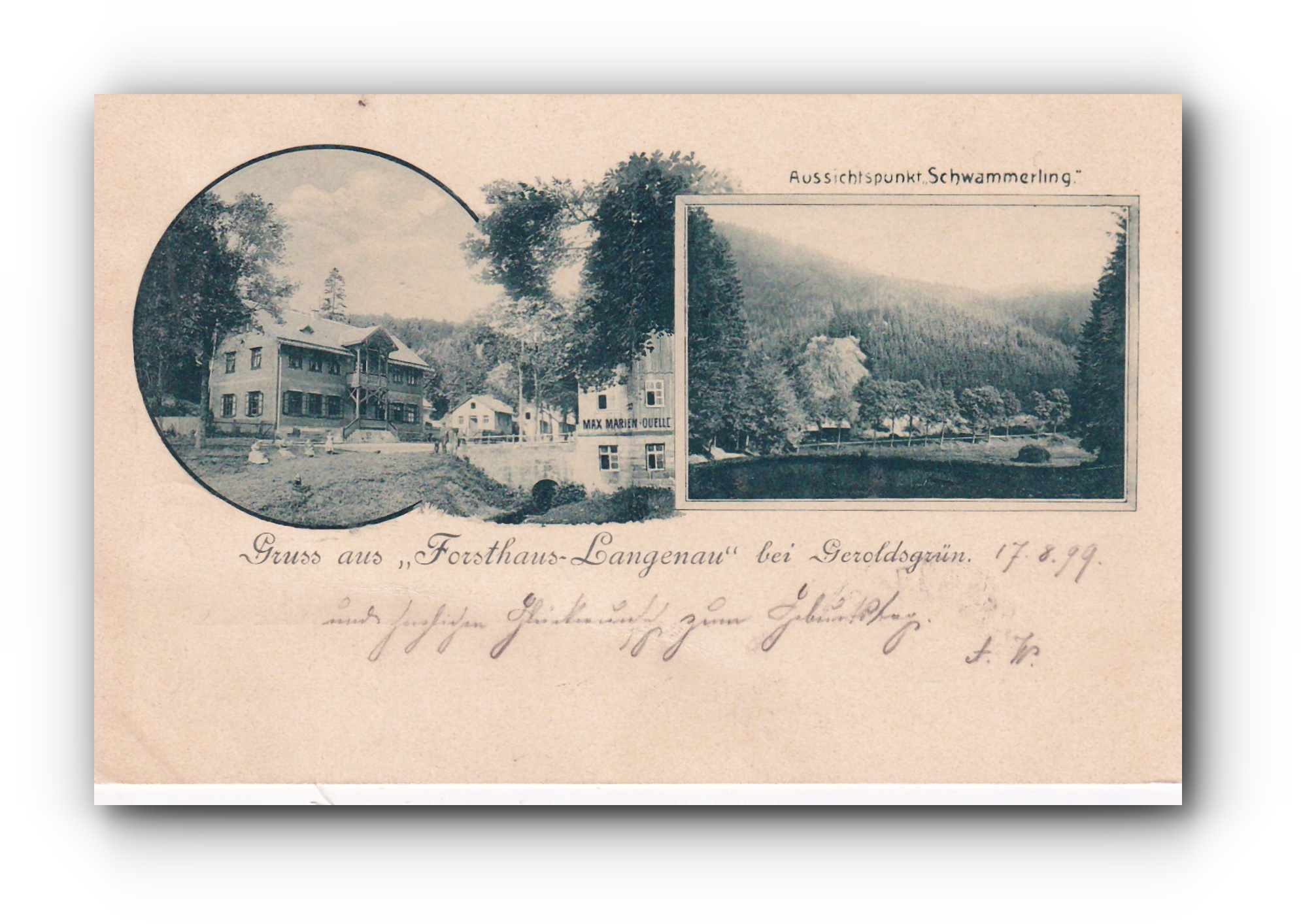 - Gruss aus Forsthaus- Langenau - GEROLDSGRÜN - 17.08.1899 -