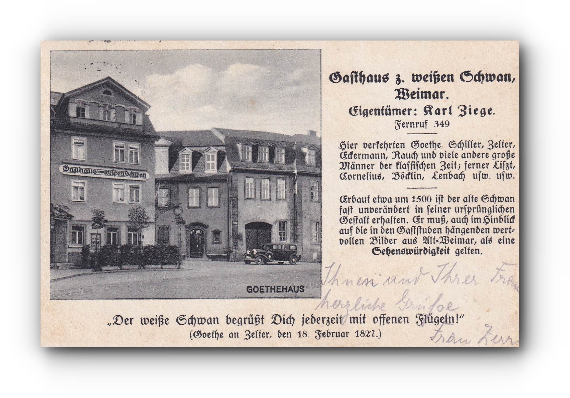 Gasthaus zum Weißen Schwan - WEIMAR - 04.06.1934