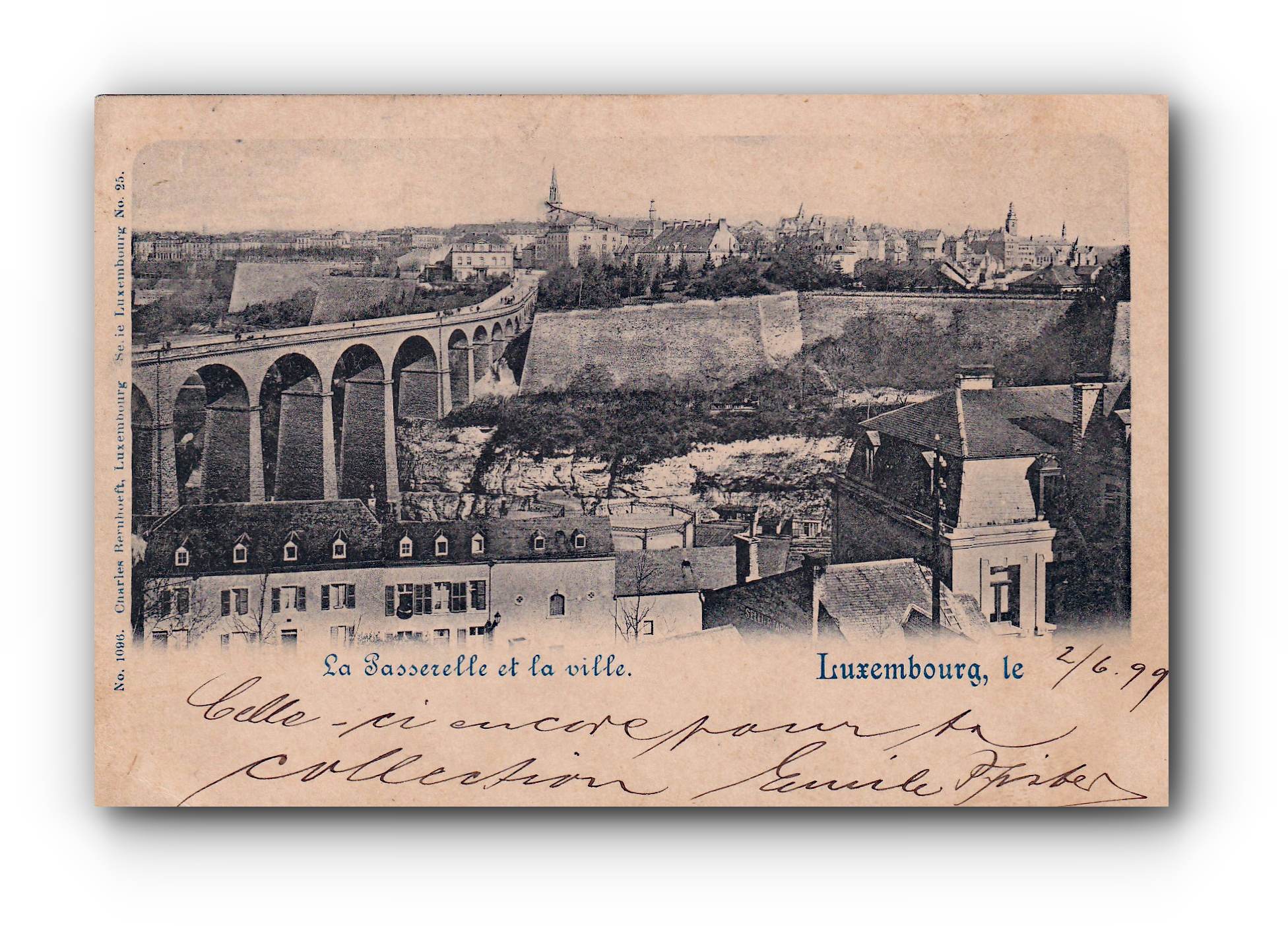 La Passerelle et la ville - LUXEMBOURG - 02.06.1899