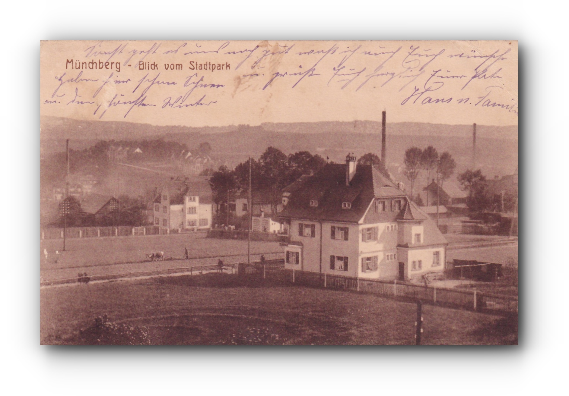 - Blick vom Stadtpark - MÜNCHBERG - 29.10.1919 -