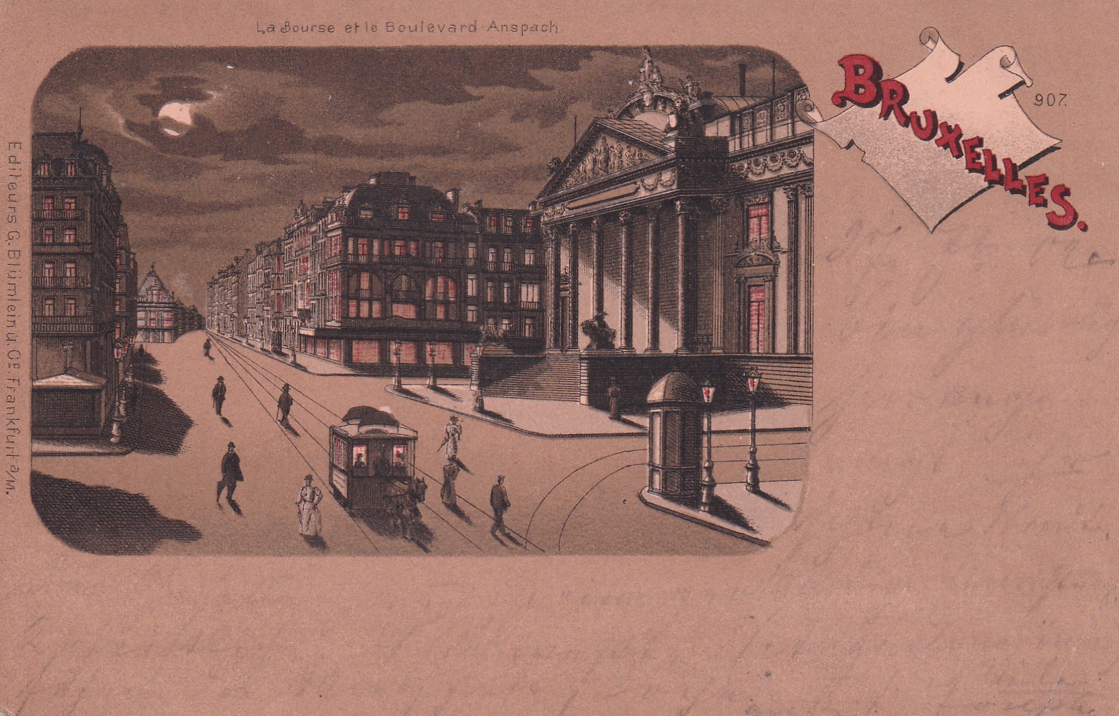 - La Bourse et le Boulevard Anspach - BRUXELLES - 29.09.1902 -