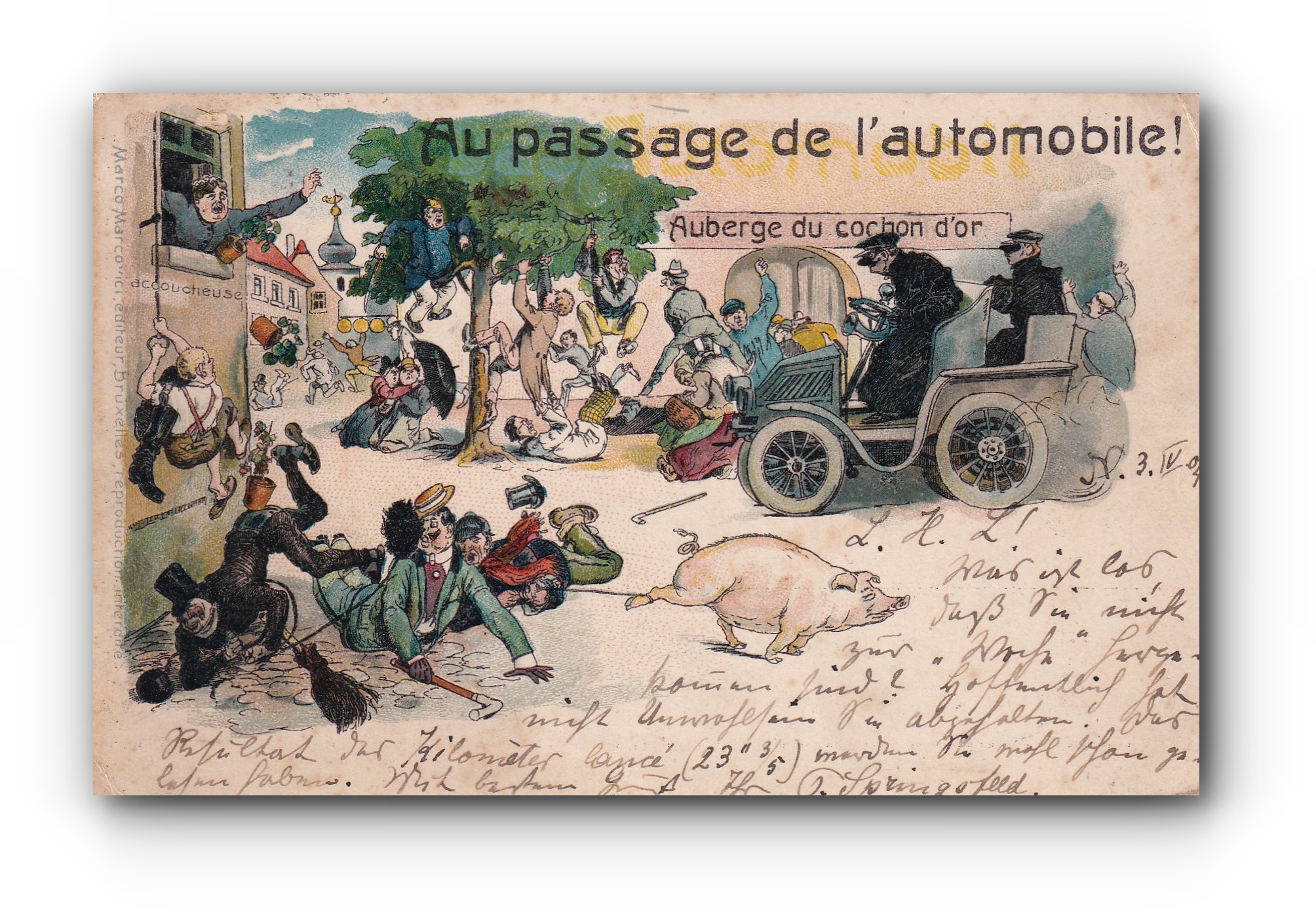 Au passage de l'automobile - 03.04.1904 - Bei der Durchfahrt des Automobils -When the car passes through