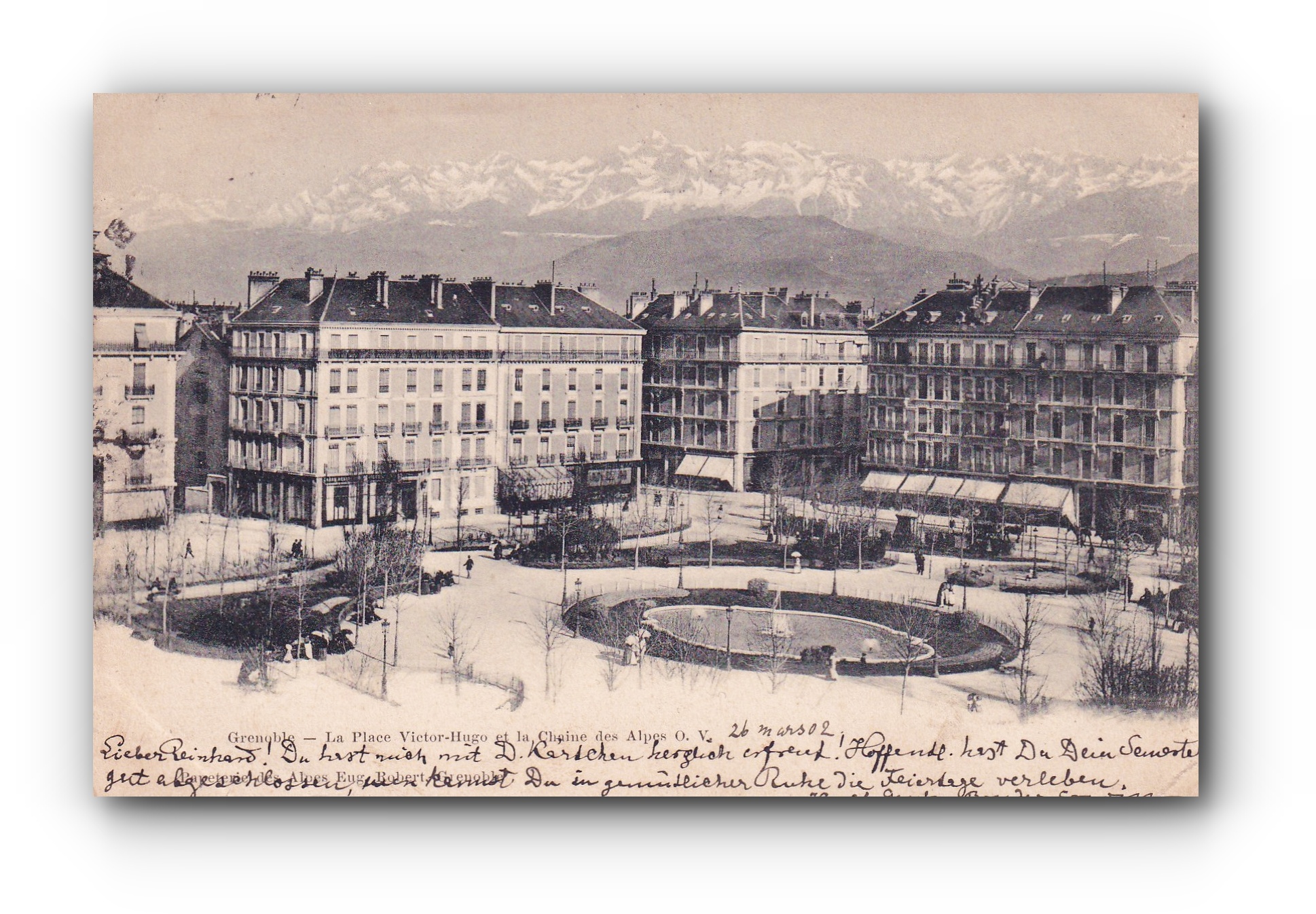 GRENOBLE  - 28.03.1902 - Place Victor Hugo et les Alpes - Der Platz Victor Hugo und die Alpen - Place Victor Hugo and the Alps