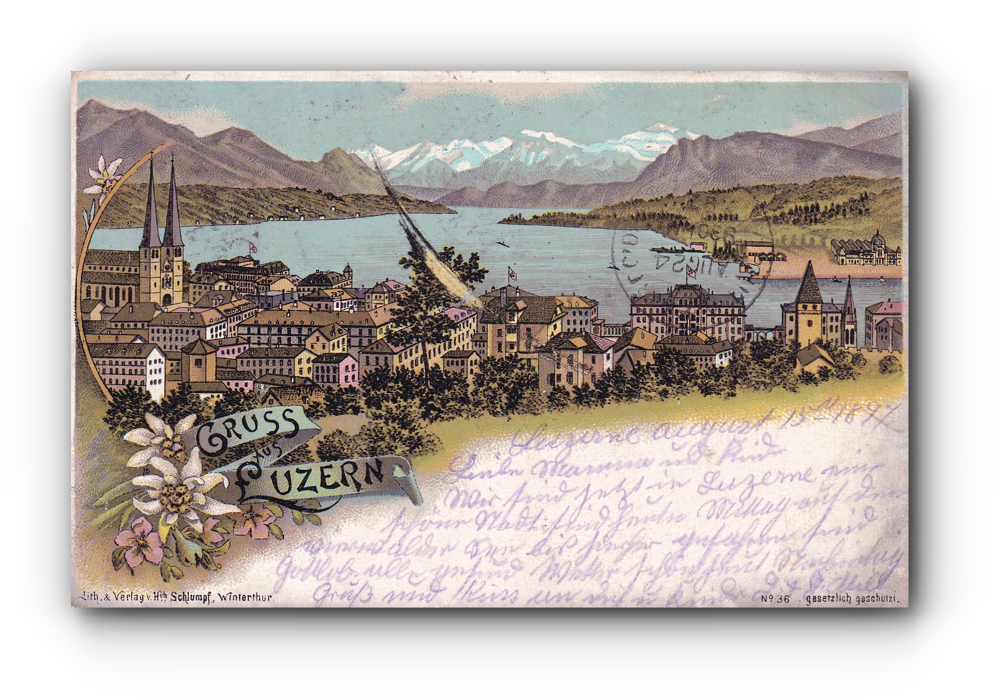 Gruss aus Luzern - 16.08.1897 - Bonjour de Lucerne - Greetings from Lucerne 