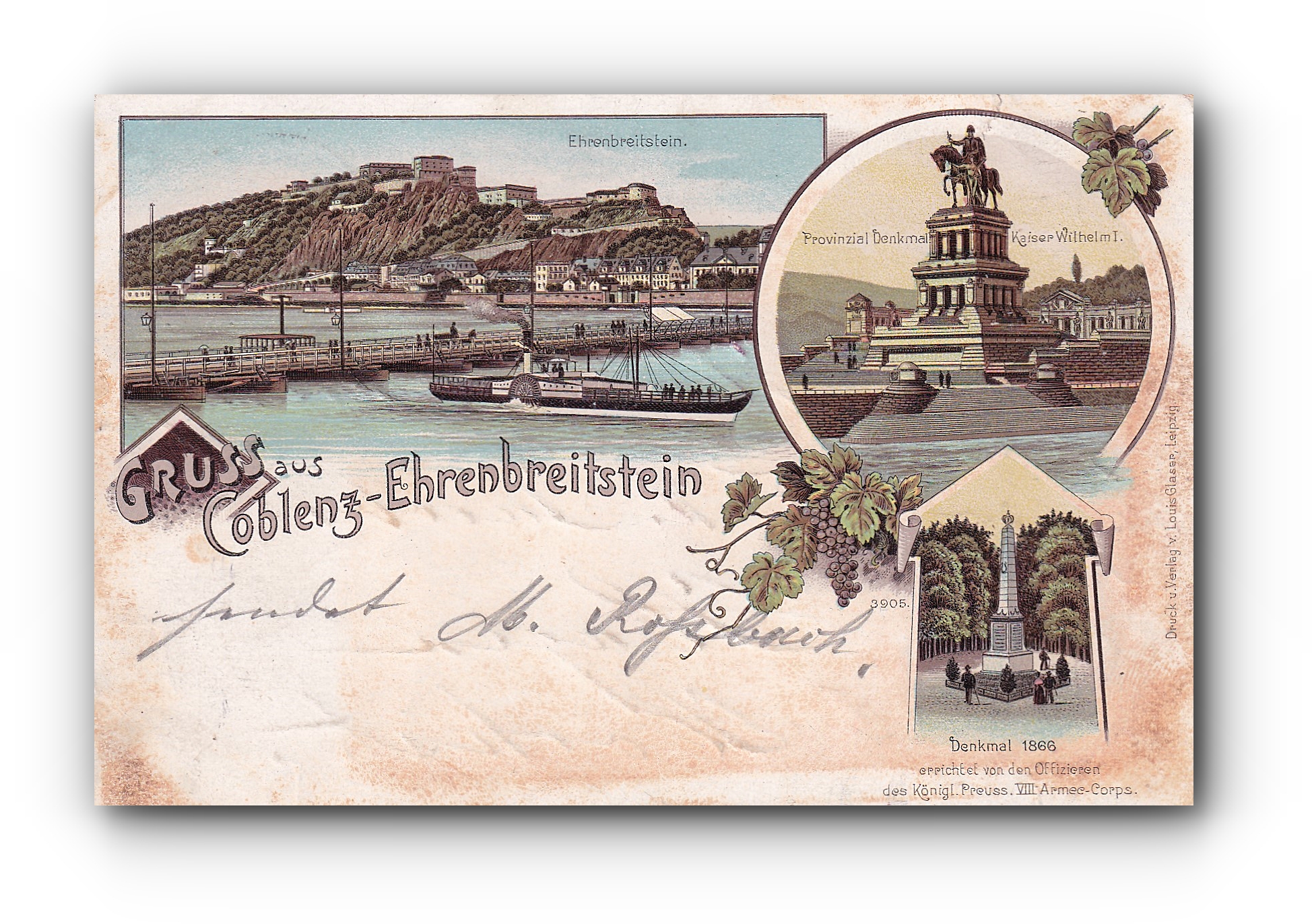 - Gruss aus KOBLENZ  - Ehrenbreitstein - 07.06.1897 -