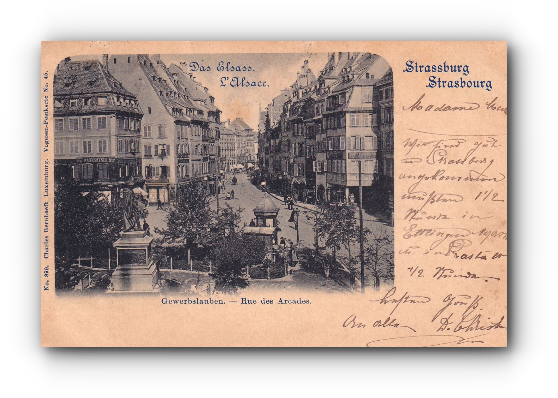 - Rue des Arcades - STRASBOURG - 23.08.1908 -
