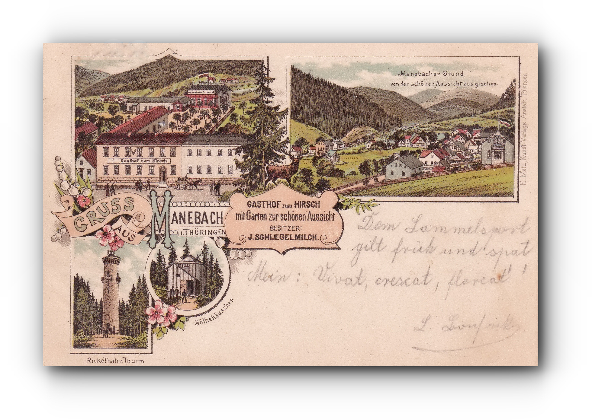 Gruss aus MANNEBACH - Gasthof zum Hirsch - 25.06.1898