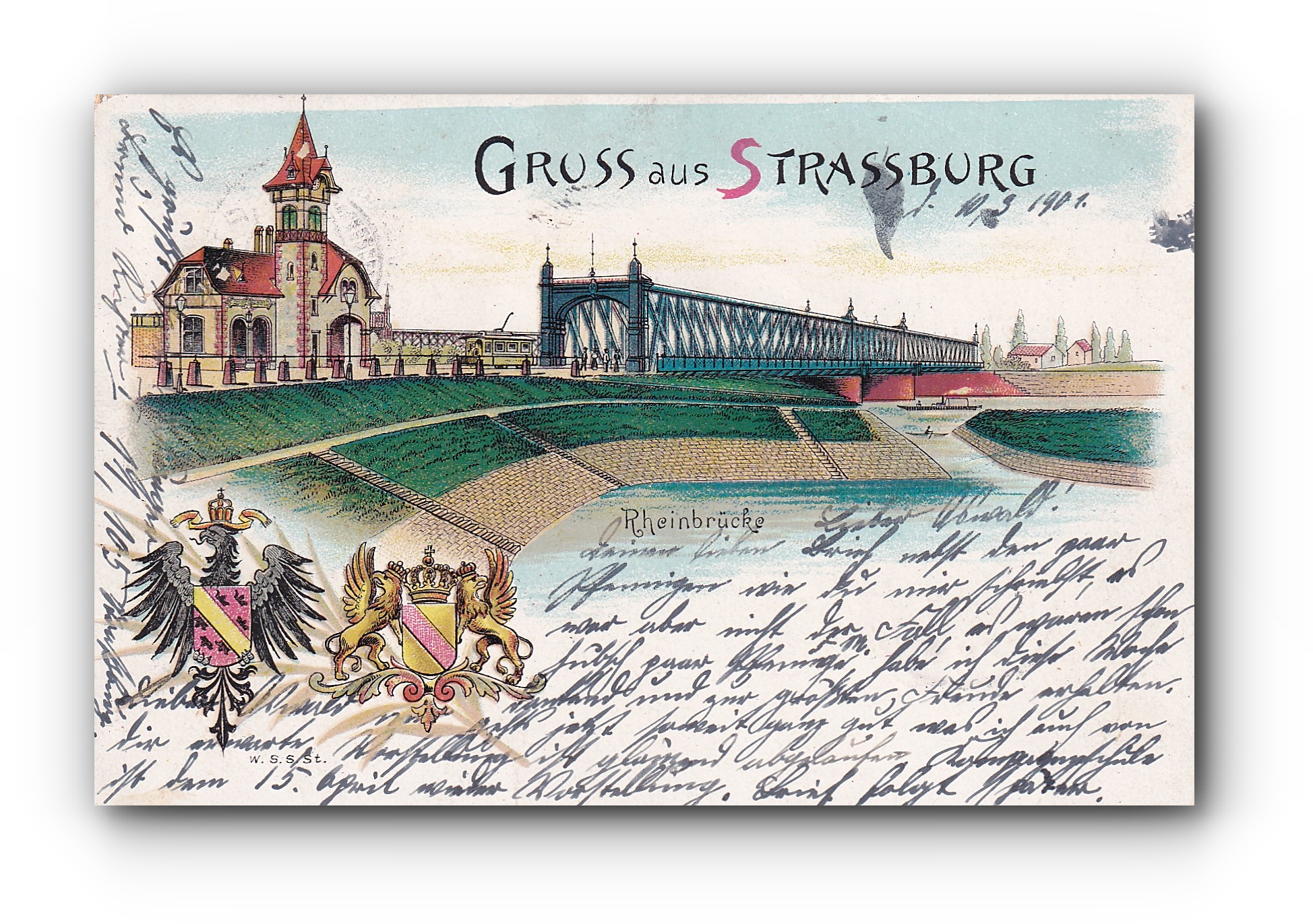 - Gruss aus STRASSBURG - Rheinbrücke - 10.03.1901 -