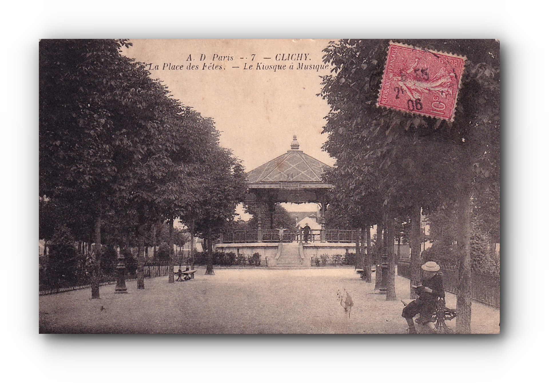 - La Place des Fêtes - Le Kiosque à Musique -  PARIS - CLICHY -  1906 -