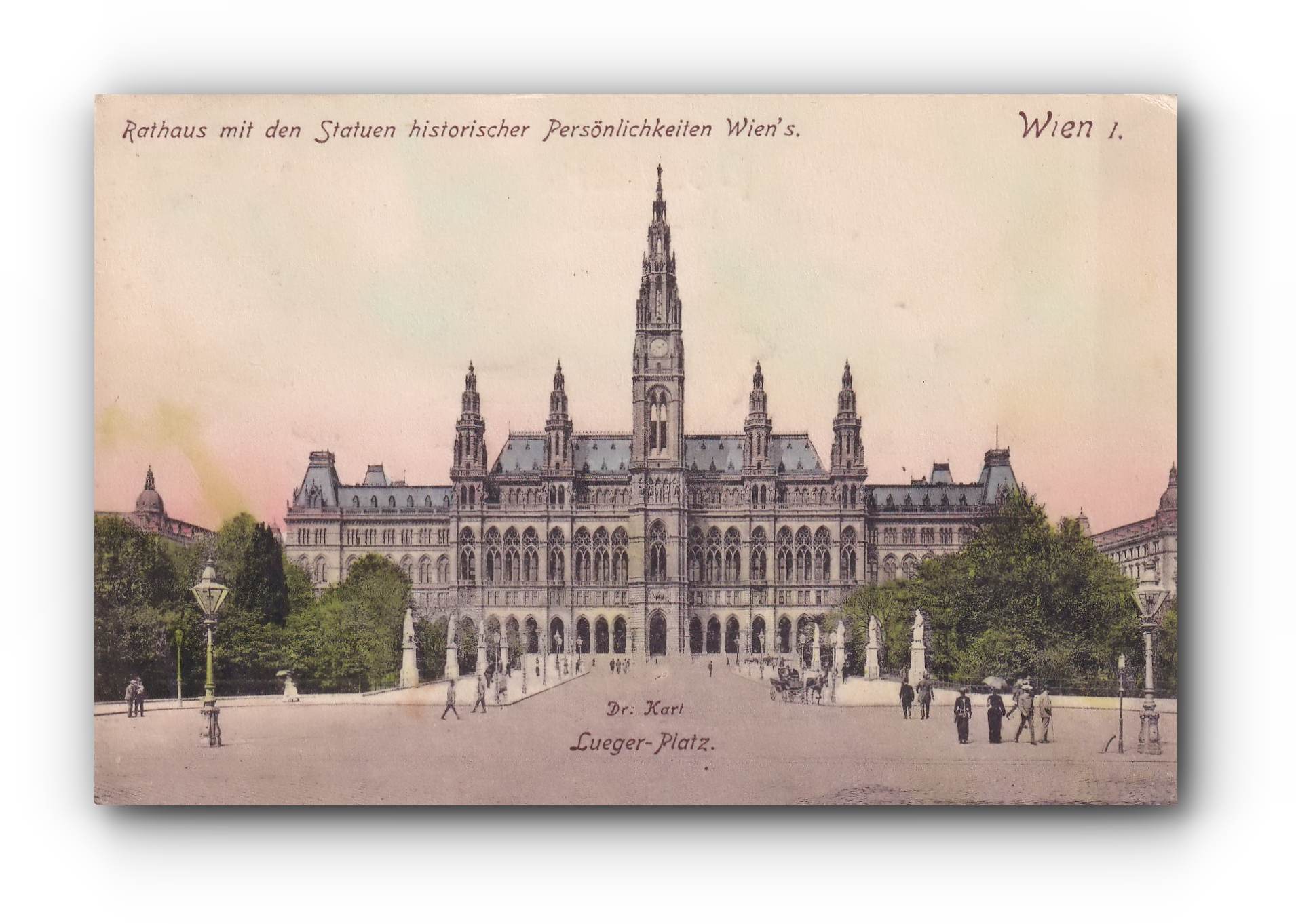 Rathaus mit Statuen - WIEN  -  22.07.1907