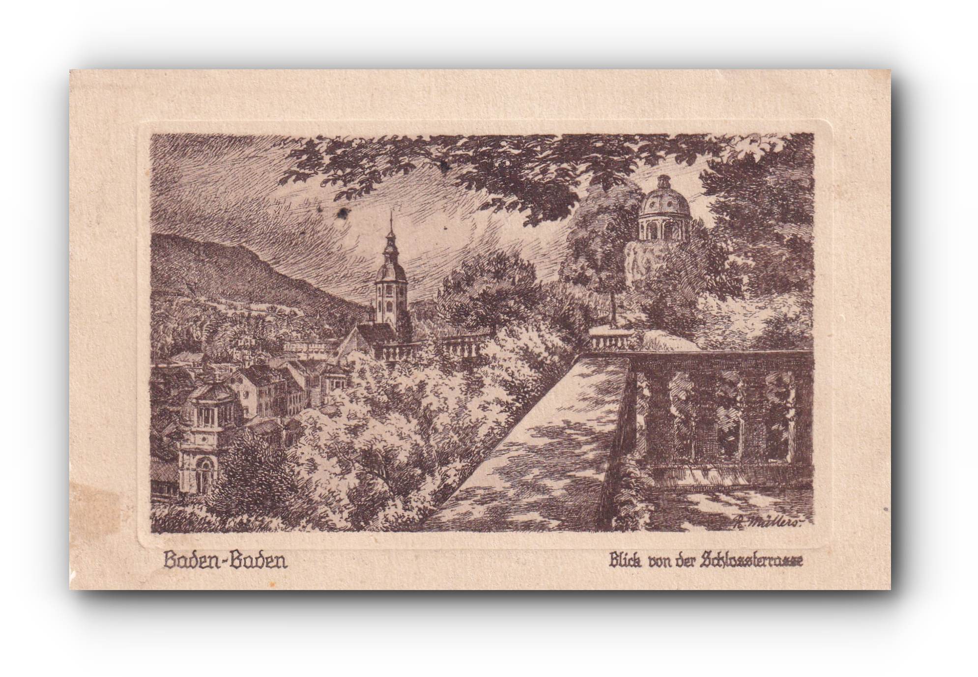 - BADEN - BADEN - Blick von der Schlossterasse - 24.07.1922 -