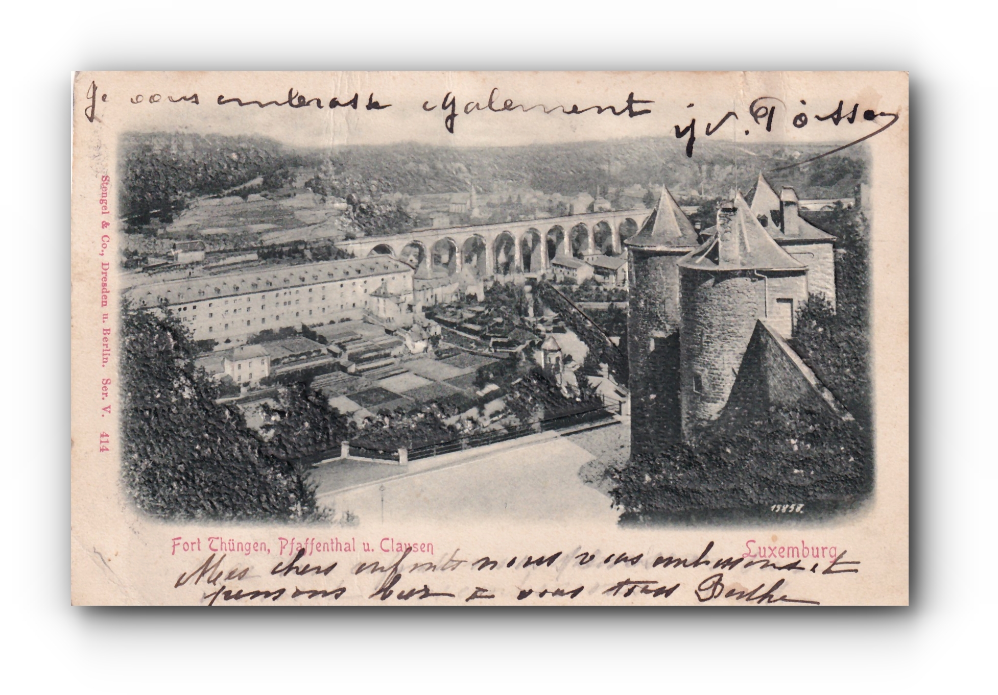 - Fort Thüngen , Pfaffenthal et Clausen - LUXEMBOURG - 10.09.1902 - carte postale en relief -