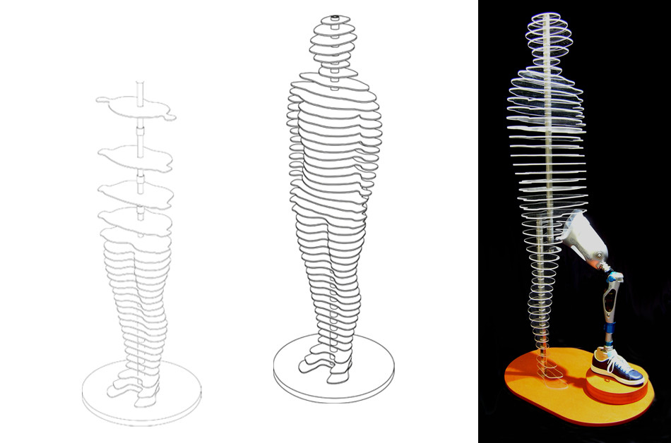 Funktionszeichnung Scheibenfigur; Schebenfigur Otto-Bock-Prothese