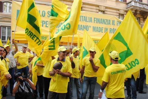 Frosinone. Un momento di protesta degli allevatori ciociari associati a Coldiretti