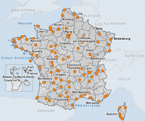 Carte Géoclip Aéroports en France
