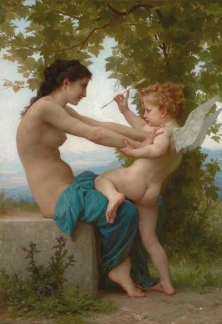 Jeune femme se défendant contre L'Amour