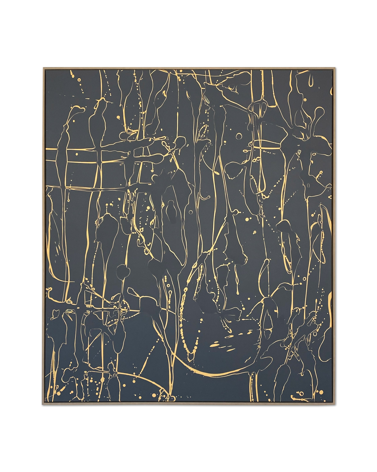 PN yellow black- grey- 24, 160x140cm, acrylic on canvas, wooden frame