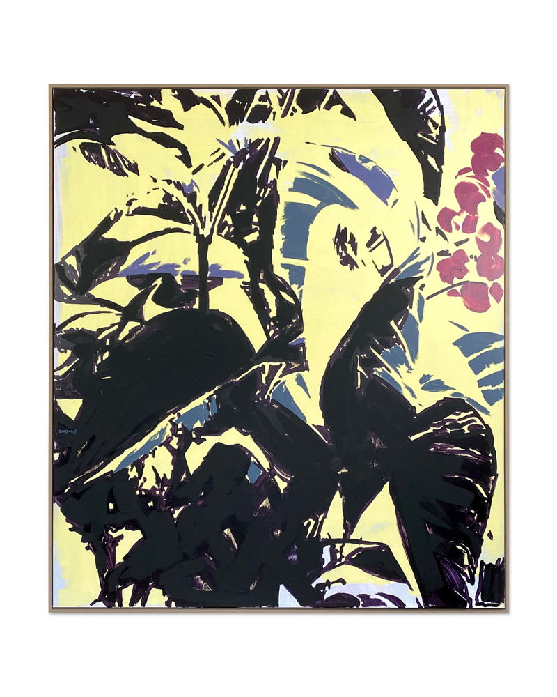 Flieder3- 25, 140x160cm, acrylic on canvas- wooden frame, Leaf series